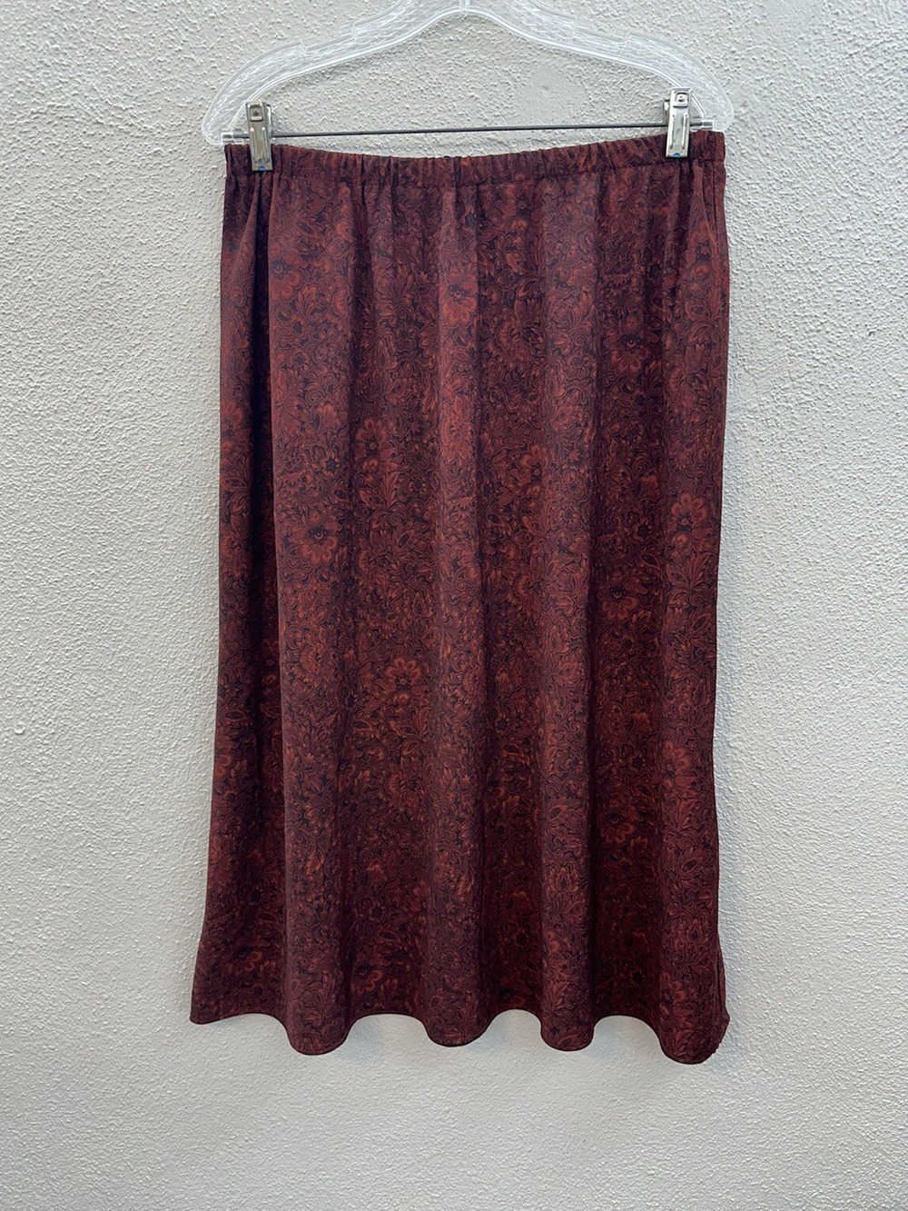 Studio 1 Womens Skirt Size 16W Orange Floral Elastic Waist